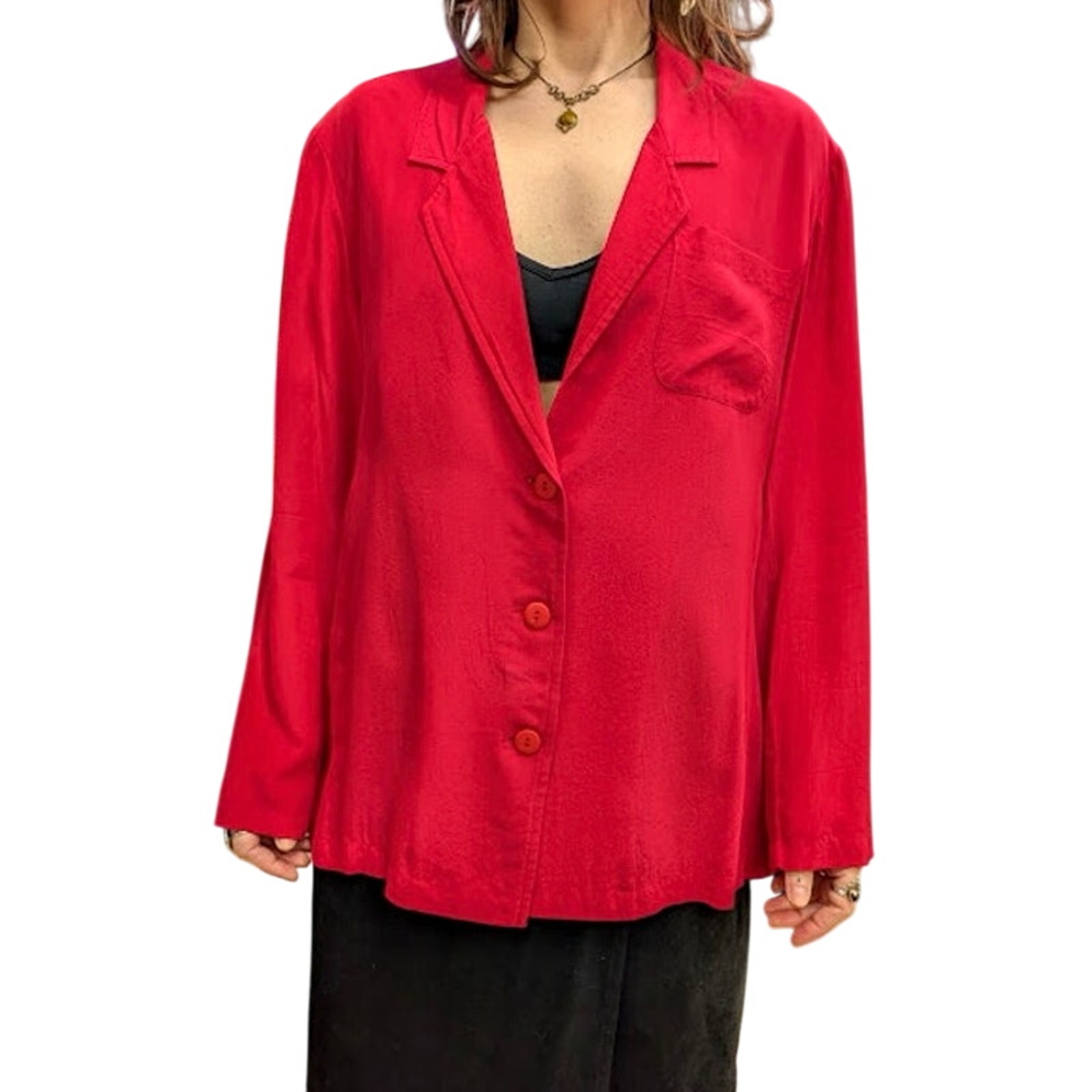Vintage Red Royalsilk Red Blouse